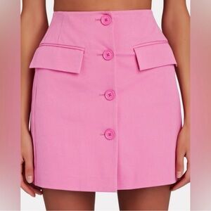 Derek Lam Pink Button-Front Mini Skirt
